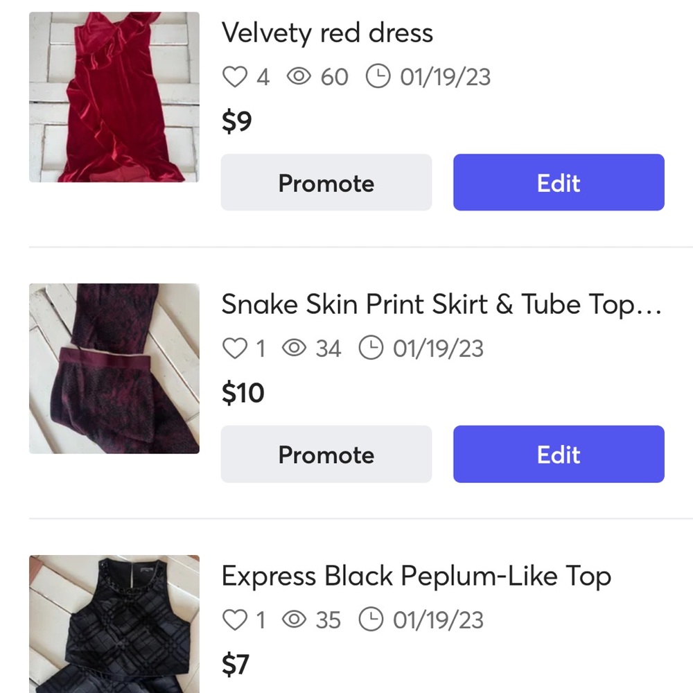 Lots of clothes on another app!